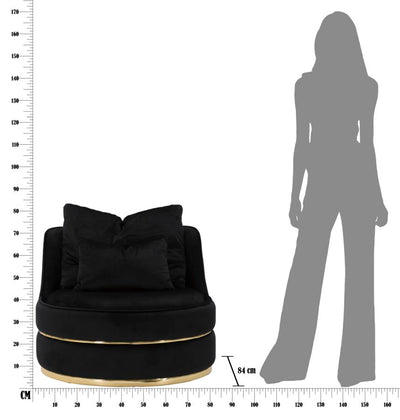 Fauteuil pivotant en velours noir avec base dorée – Fauteuil d'appoint Paris Space