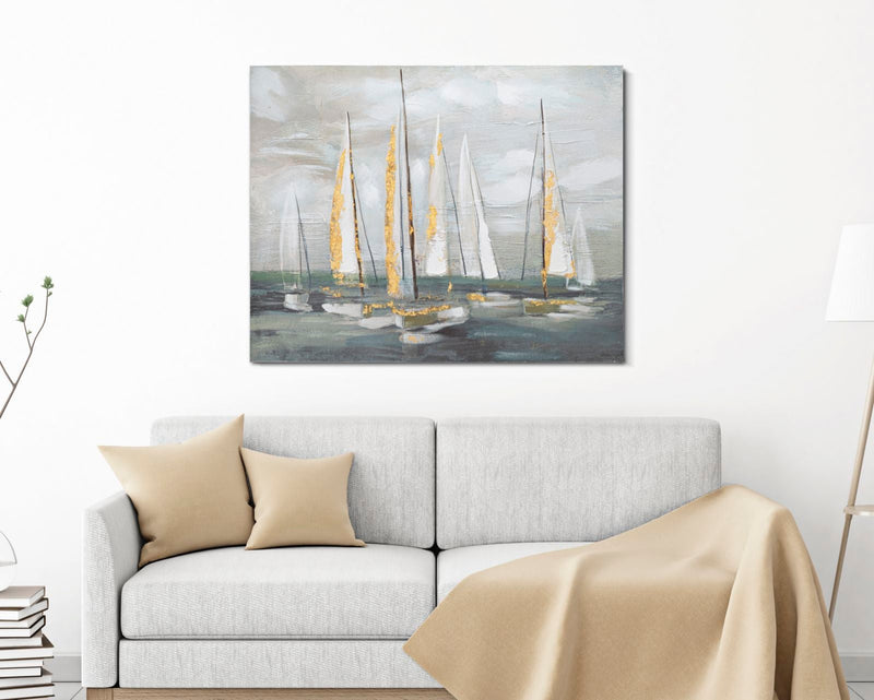 Peinture sur toile d’un bateau à voile moderne