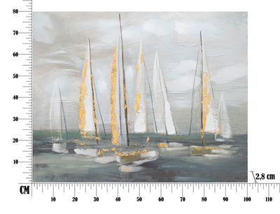 Peinture sur toile d’un bateau à voile moderne