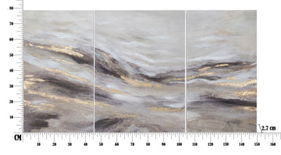 Peinture sur toile en marbre gris et doré (ensemble de 3)