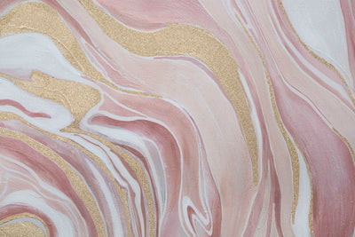 Peinture sur toile en marbre doré et rose