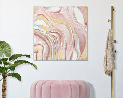 Peinture sur toile en marbre doré et rose