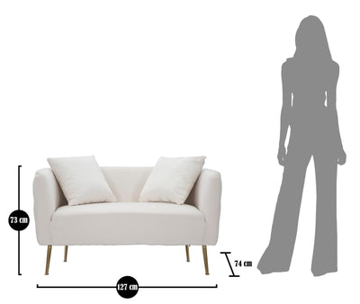 Canapé en velours crème – Canapé rembourré Bucarest avec accoudoirs