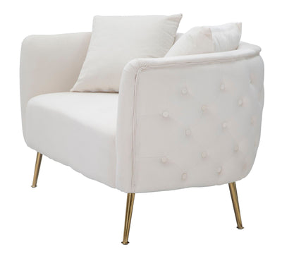 Canapé en velours crème – Canapé rembourré Bucarest avec accoudoirs