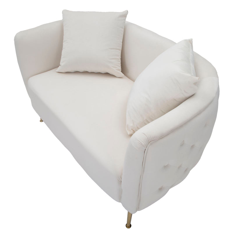 Canapé en velours crème – Canapé rembourré Bucarest avec accoudoirs