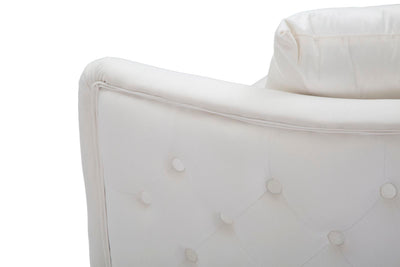 Canapé en velours crème – Canapé rembourré Bucarest avec accoudoirs