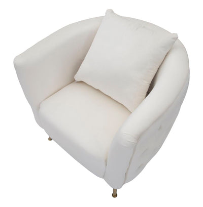 Fauteuil en velours blanc avec pieds en métal doré