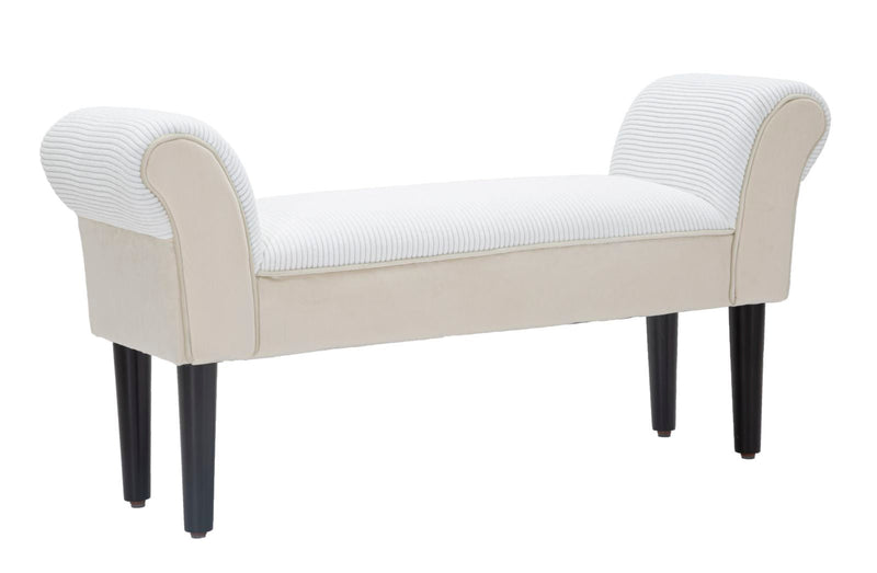 Banc rembourré en velours crème