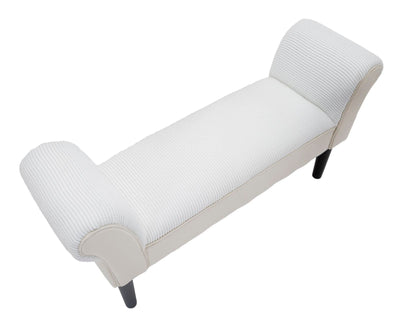 Banc rembourré en velours crème