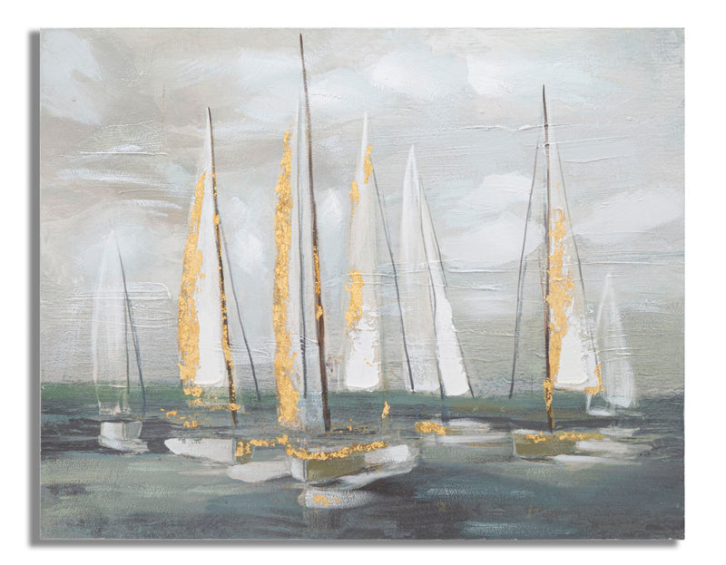 Peinture sur toile d’un bateau à voile moderne