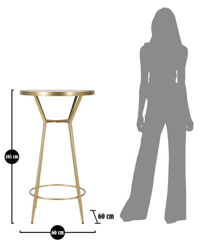 Table de bar ronde en métal et verre doré