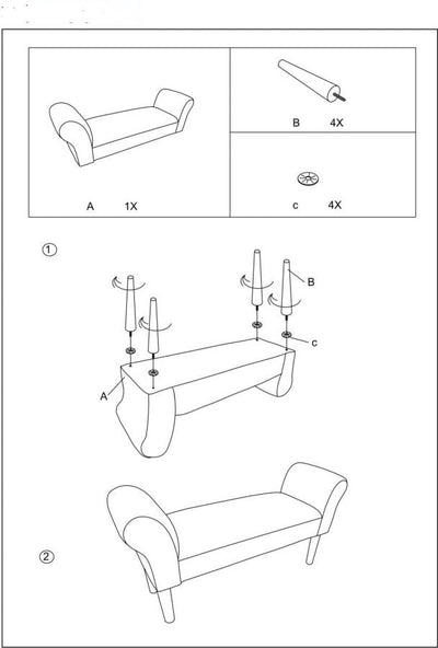 Banc rembourré en velours crème