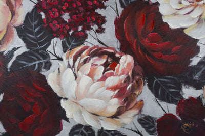 Peinture sur toile de roses blanches et rouges finition à la main