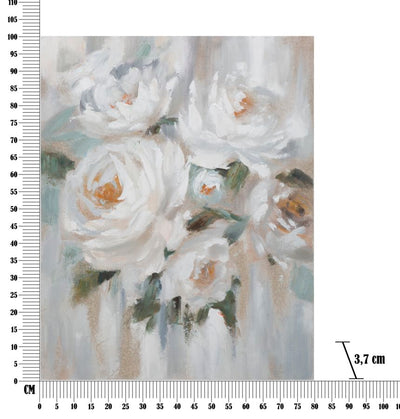 Peinture sur toile de fleurs blanches finition à la main