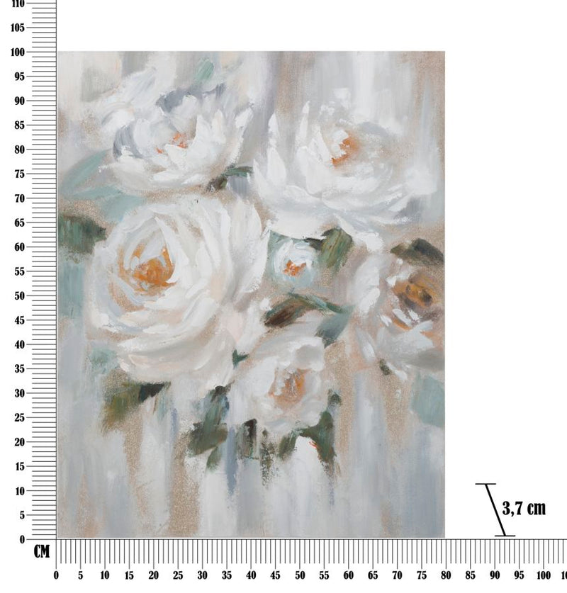 Peinture sur toile de fleurs blanches finition à la main