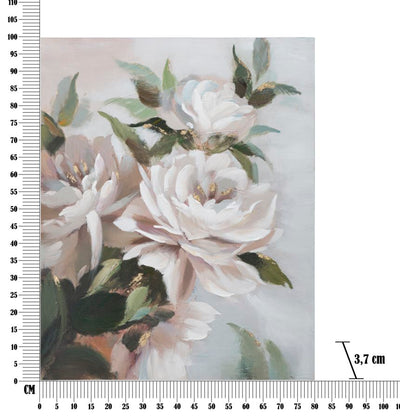 Peinture sur toile de fleurs blanches finition à la main