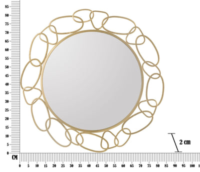 Miroir rond géométrique en métal doré