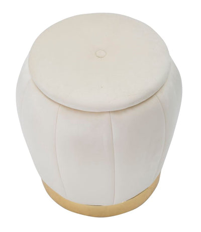 Pouf de rangement blanc et doré