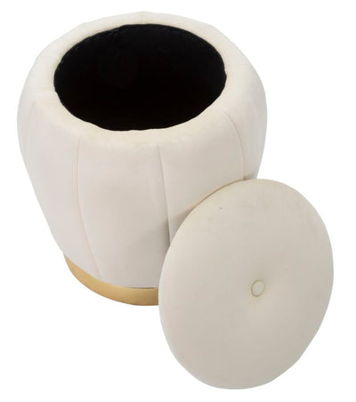 Pouf de rangement blanc et doré