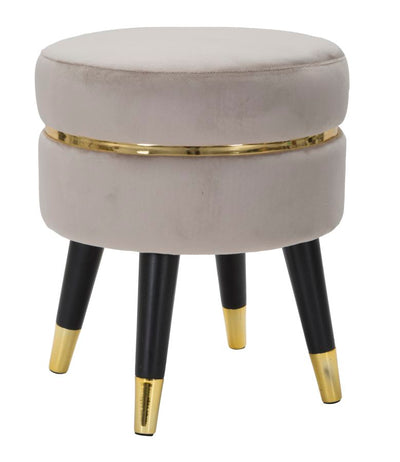 Tabouret rond en velours gris avec pieds dorés – Fauteuil d'appoint Paris