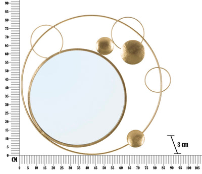 Miroir mural rond en métal doré à cercles géométriques