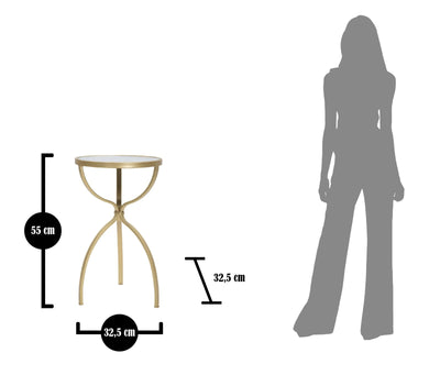 Table d’appoint en métal doré avec plateau en marbre blanc