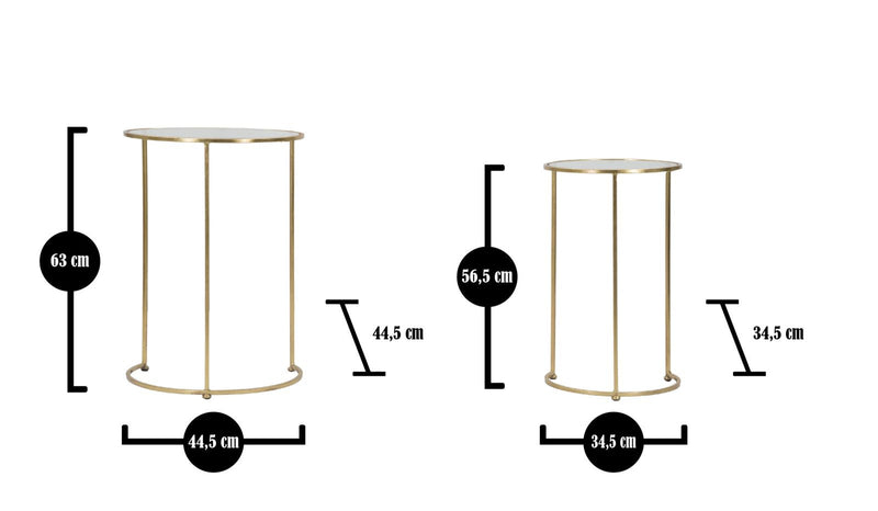 Table d’appoint ronde en métal et verre doré en paire