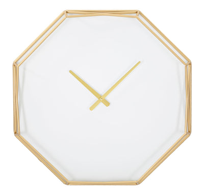 Horloge murale hexagonale dorée et blanche