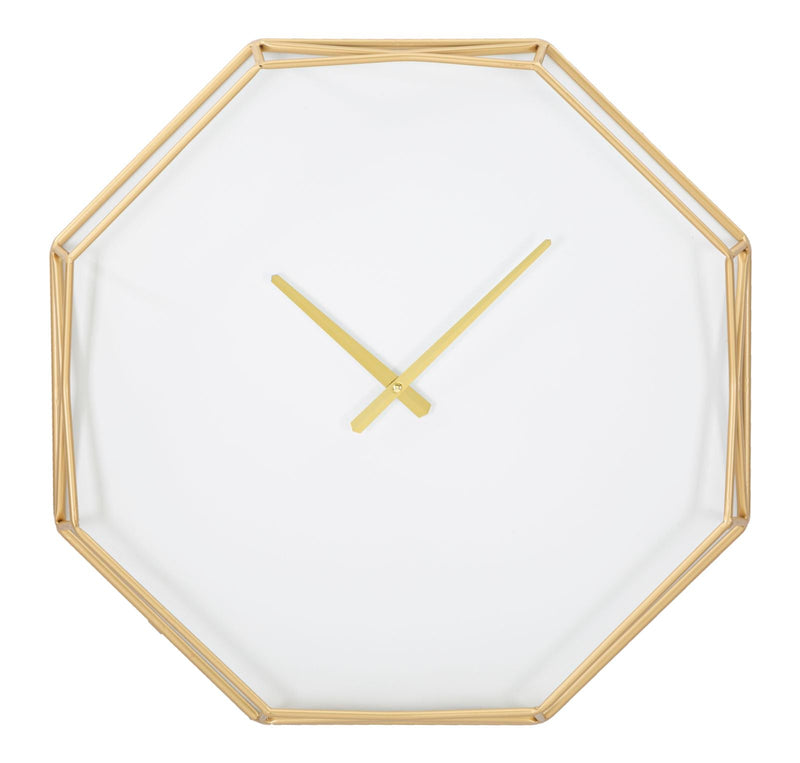 Horloge murale hexagonale dorée et blanche