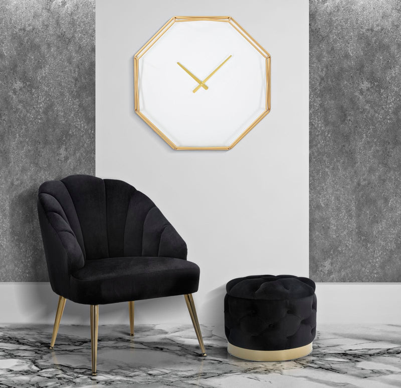 Horloge murale hexagonale dorée et blanche