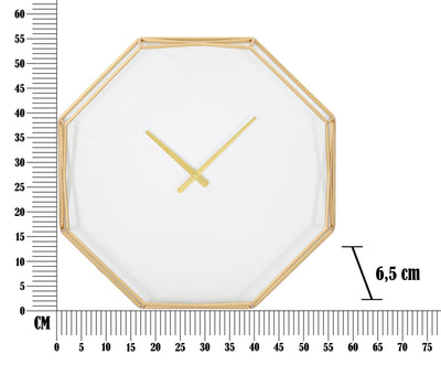 Horloge murale hexagonale dorée et blanche