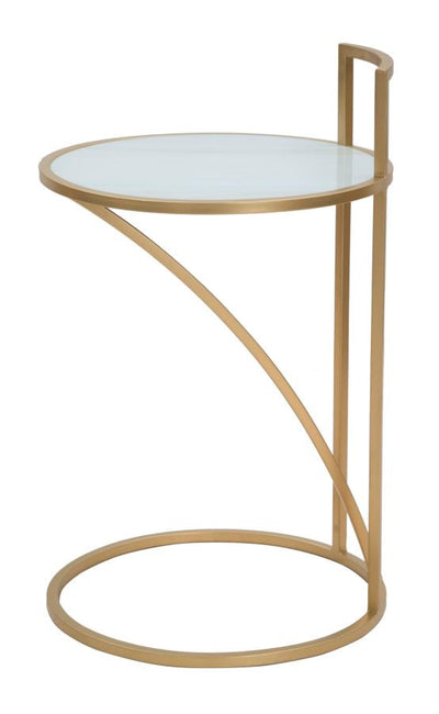 Table d’appoint en métal doré avec plateau en marbre blanc