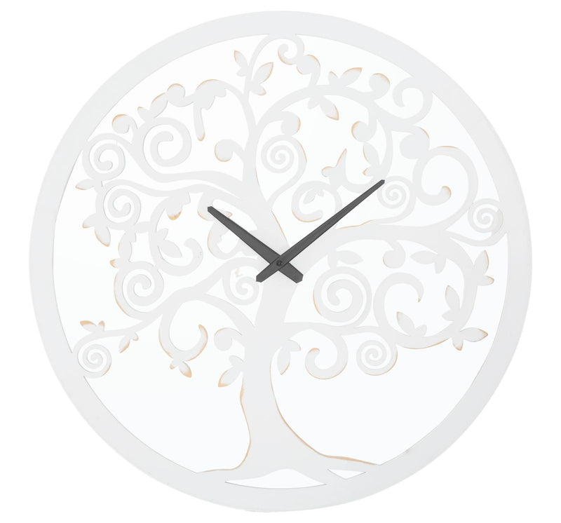 Horloge murale ronde en forme d’arbre blanc