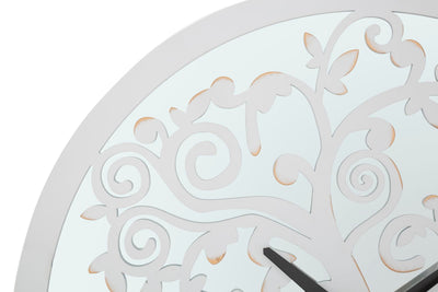 Horloge murale ronde en forme d’arbre blanc