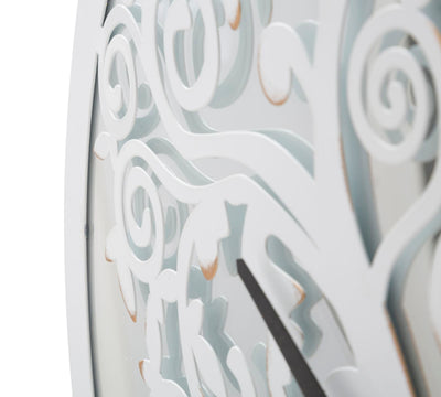 Horloge murale ronde en forme d’arbre blanc