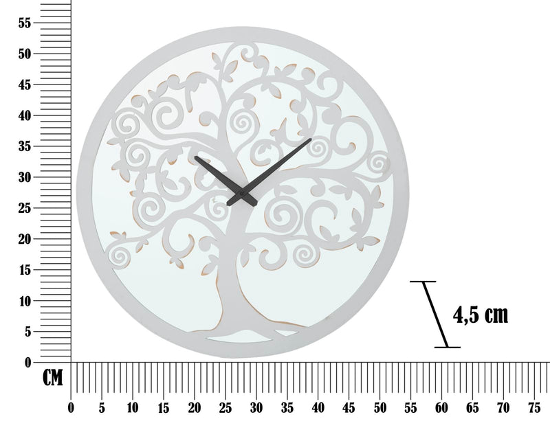 Horloge murale ronde en forme d’arbre blanc