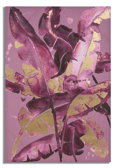 Peinture sur toile de feuilles dorées et violettes