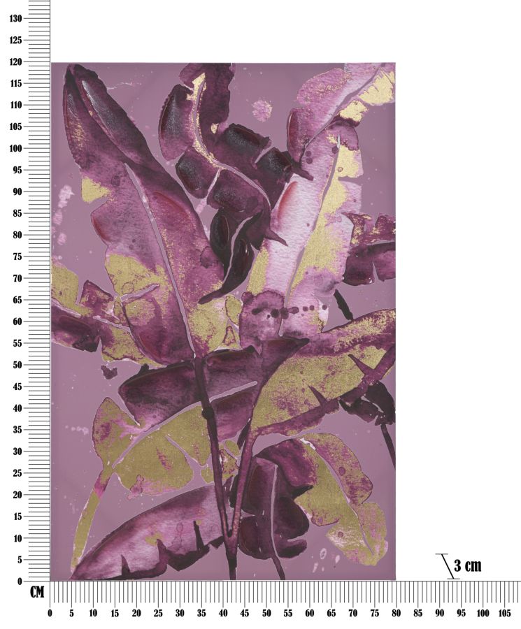 Peinture sur toile de feuilles dorées et violettes