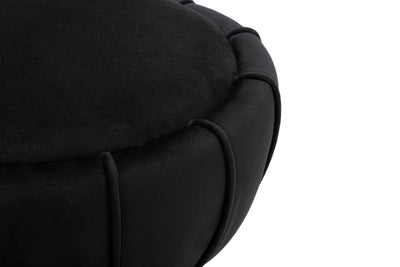 Pouf en velours noir avec bande métallique dorée