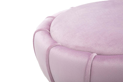 Pouf en velours rose avec bande métallique dorée