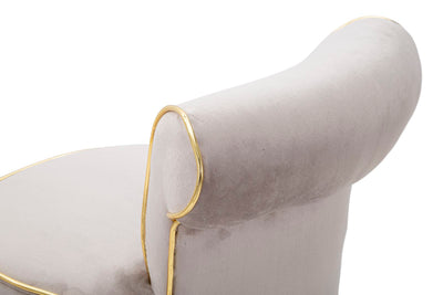 Tabouret de bar en velours gris avec pieds dorés – Chaise de comptoir Luxy