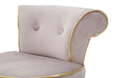 Tabouret de bar en velours gris avec pieds dorés – Chaise de comptoir Luxy