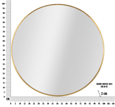 Miroir mural rond en métal doré