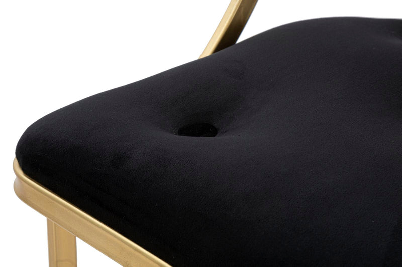 Tabouret de bar en velours noir avec pieds en métal doré