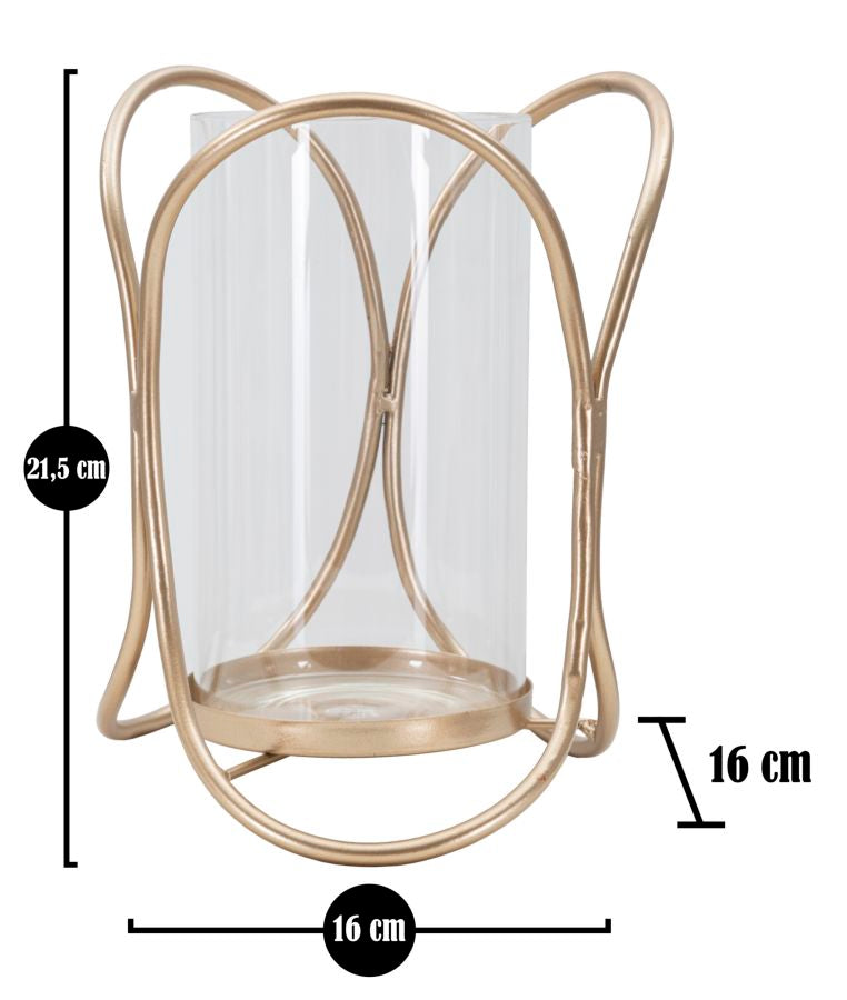 Bougeoir géométrique en métal doré