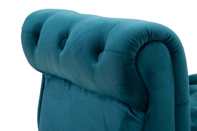 Banc en velours bleu sarcelle avec pieds dorés – Siège rembourré Paris