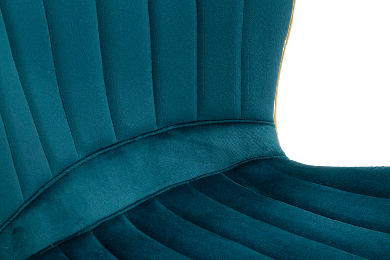 Lot de 2 chaises de salle à manger en velours bleu sarcelle avec pieds dorés – Paris Space