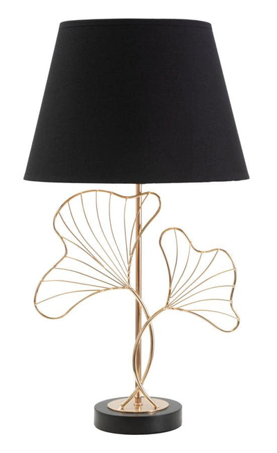 Lampe de table à feuilles dorées et noires