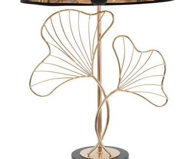 Lampe de table à feuilles dorées et noires