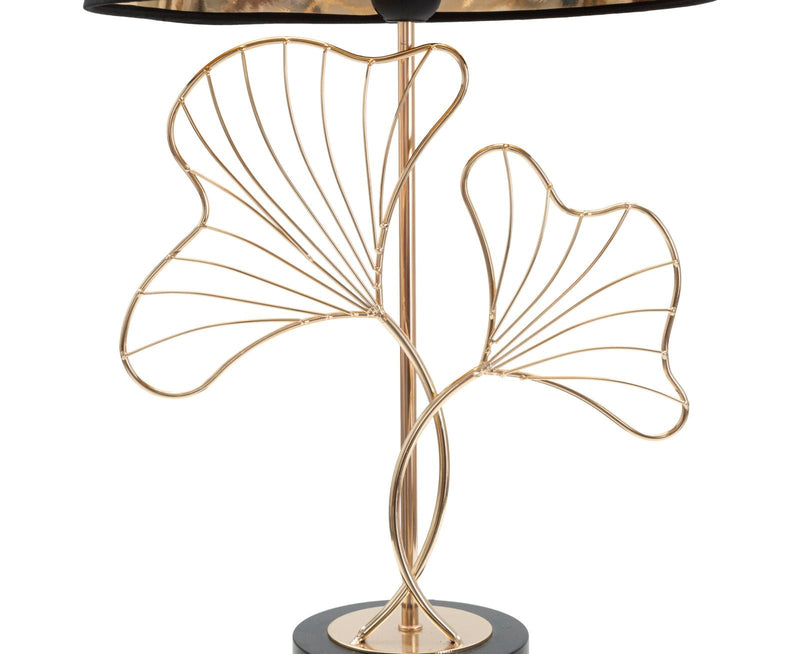 Lampe de table à feuilles dorées et noires